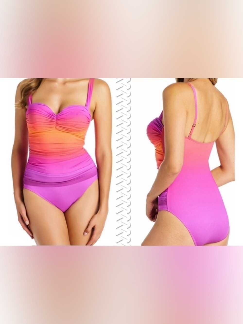 Bleu Rod Beattie Cool Breeze Shirred Purple Crush Swimsuit Size 8